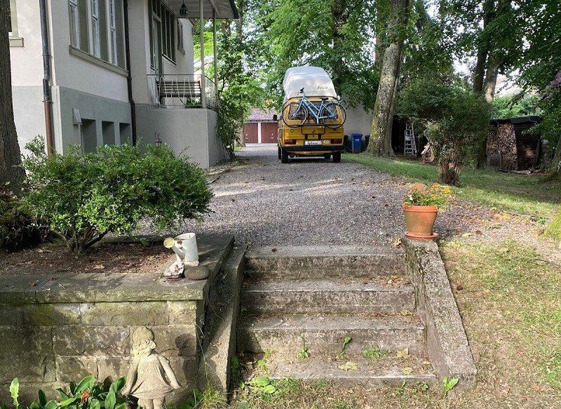 Privatstellplatz Auszeit am Bodensee  mit direktem Zugang zum Wasser und Blick auf die schweizer Berge,