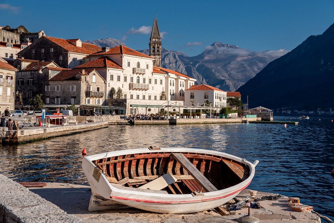 Perast Old Town by the sea in Montenegro