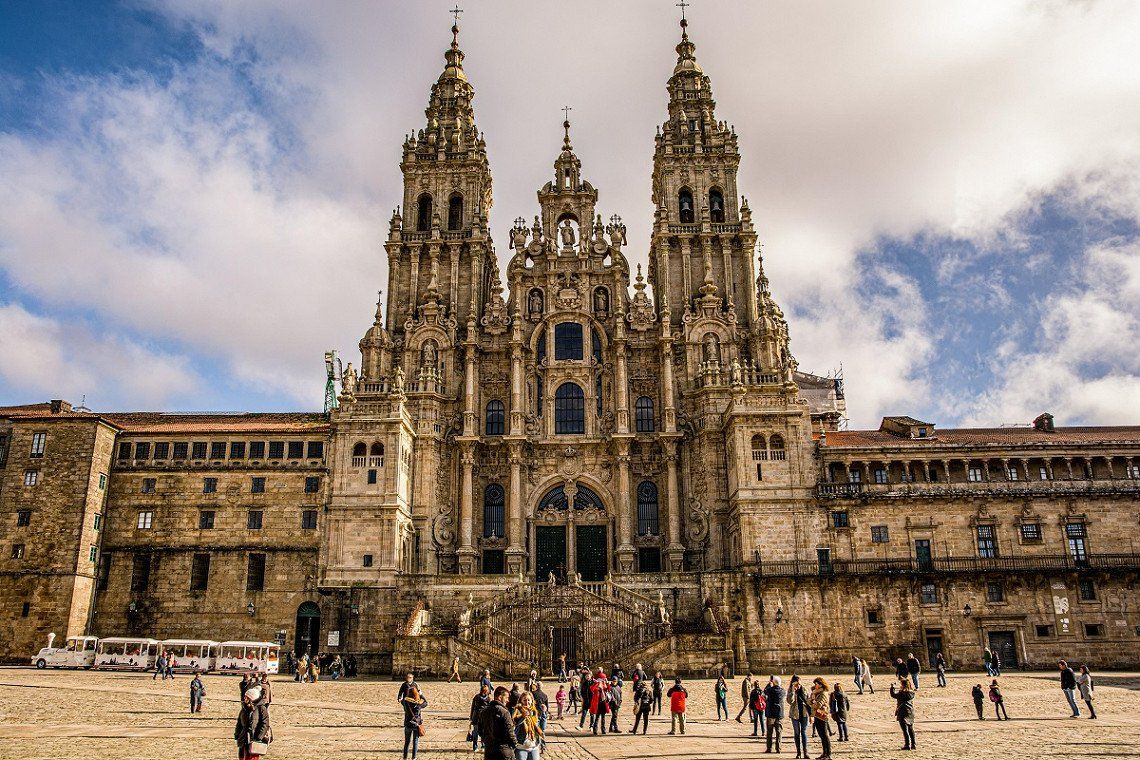 Main entrance facade Santiago de Compostela Cathedral