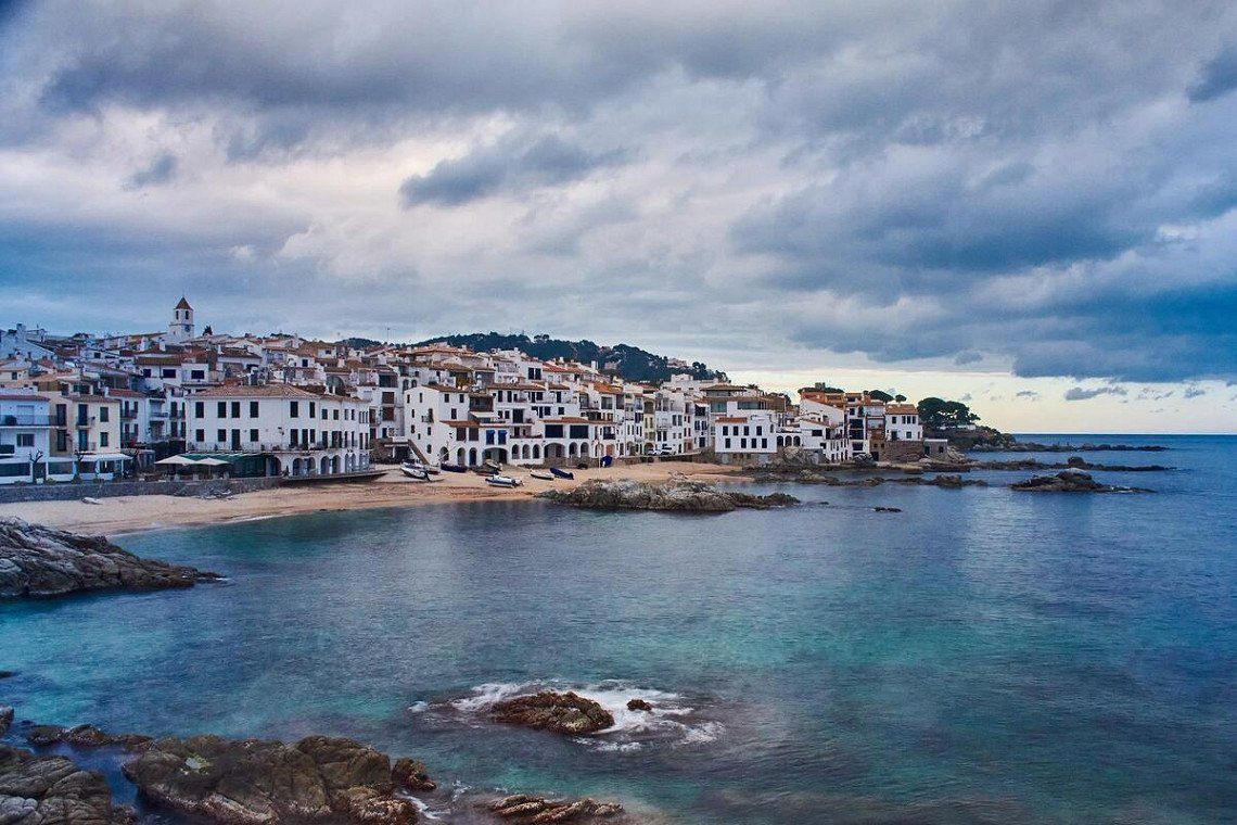 View across the bay to the town of Calella de Palafrugell