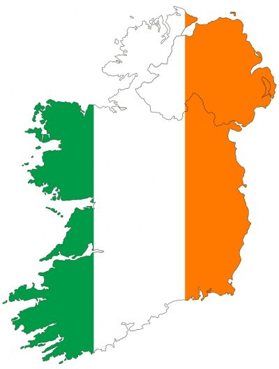 graphic map with flag of Ireland
