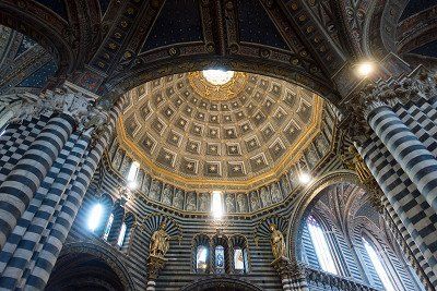 Interior architecture and the dome of Siena Cathedral