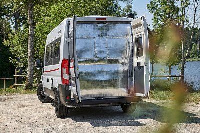 Additional thermal insulation at the back of a Dethleffs Globetrail campervan