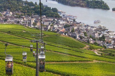 Kabelbaan van Rüdesheim over de wijngaarden naar het Niederwald-monument