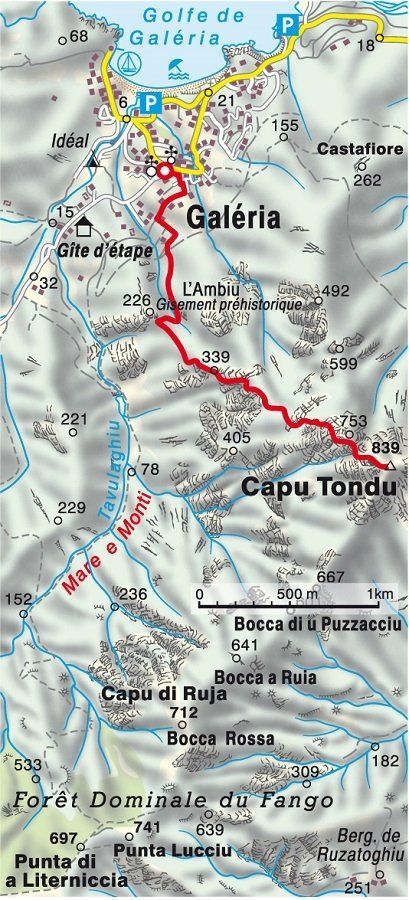 Karte der Korsika Wanderung Capu Tondu