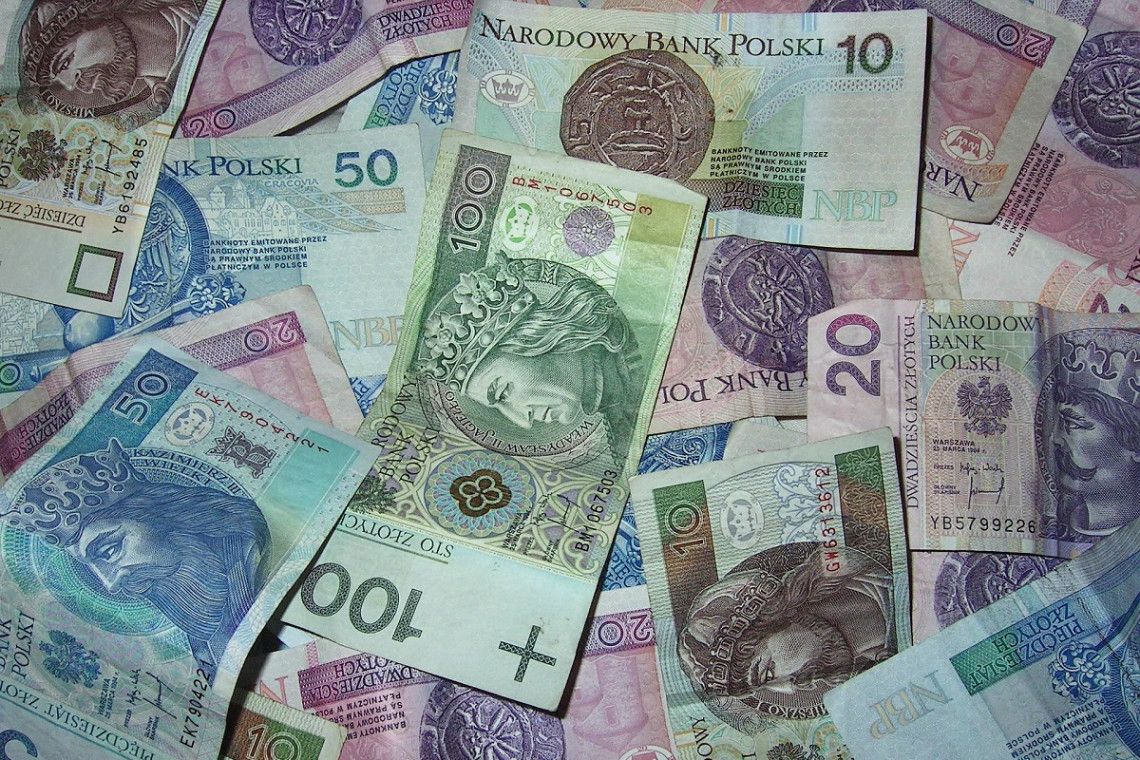 Zloty Geldscheine gemischt