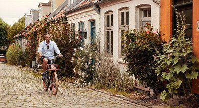 Fietser in Aahus in Denemarken