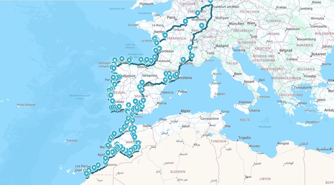 durch Nordspanien nach Portugal und weiter nach Marokko (dieses Mal bis zur Westsahara)