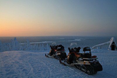 View of the winter landscape in front of the Lampivaara Amethyst Mine, Finland