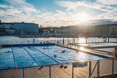 Allas Sea Pool in Helsinki in the evening