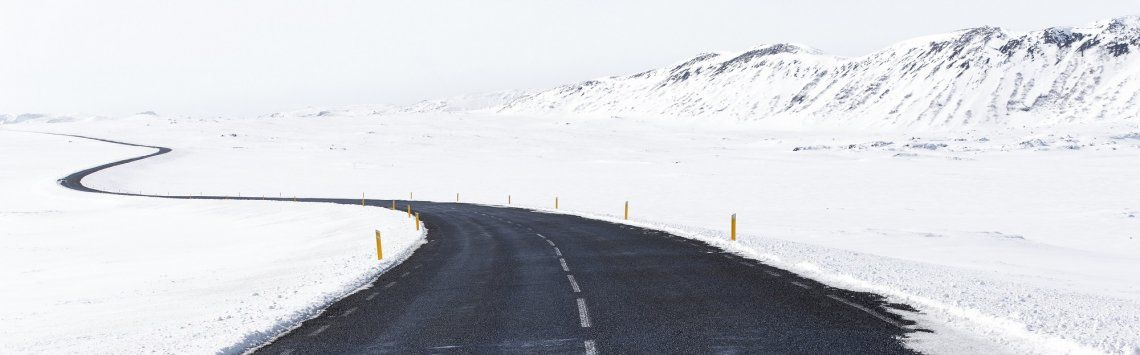 A mountain road in winter