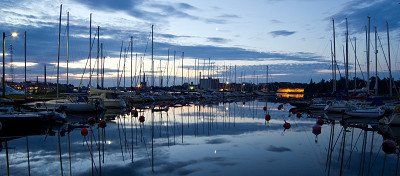 Hafen von Vaasa mit Abendstimmung