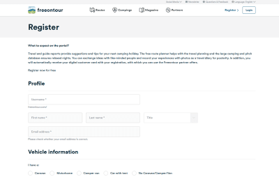 Screen Freeontour Registration Form