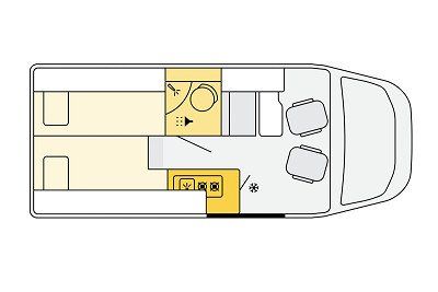 Grundrisszeichnung des Etrusco Campervans CV600SB