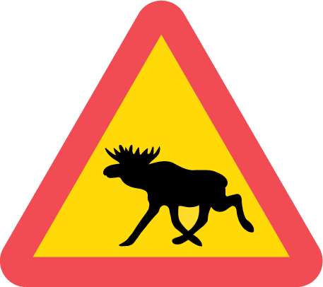 Warning sign moose crossing Sweden