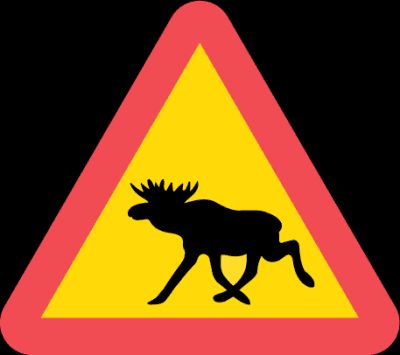 Warning sign moose crossing Sweden