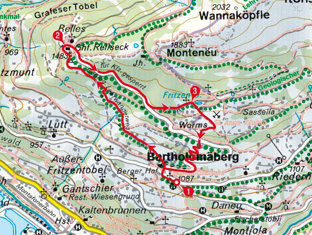 Karte Rundwanderung Rellseck