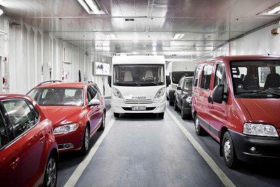 Hymer-camper on a ferry