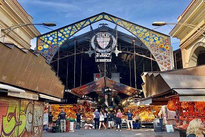 The Mercat de la Boqueria covered market in Barcelona