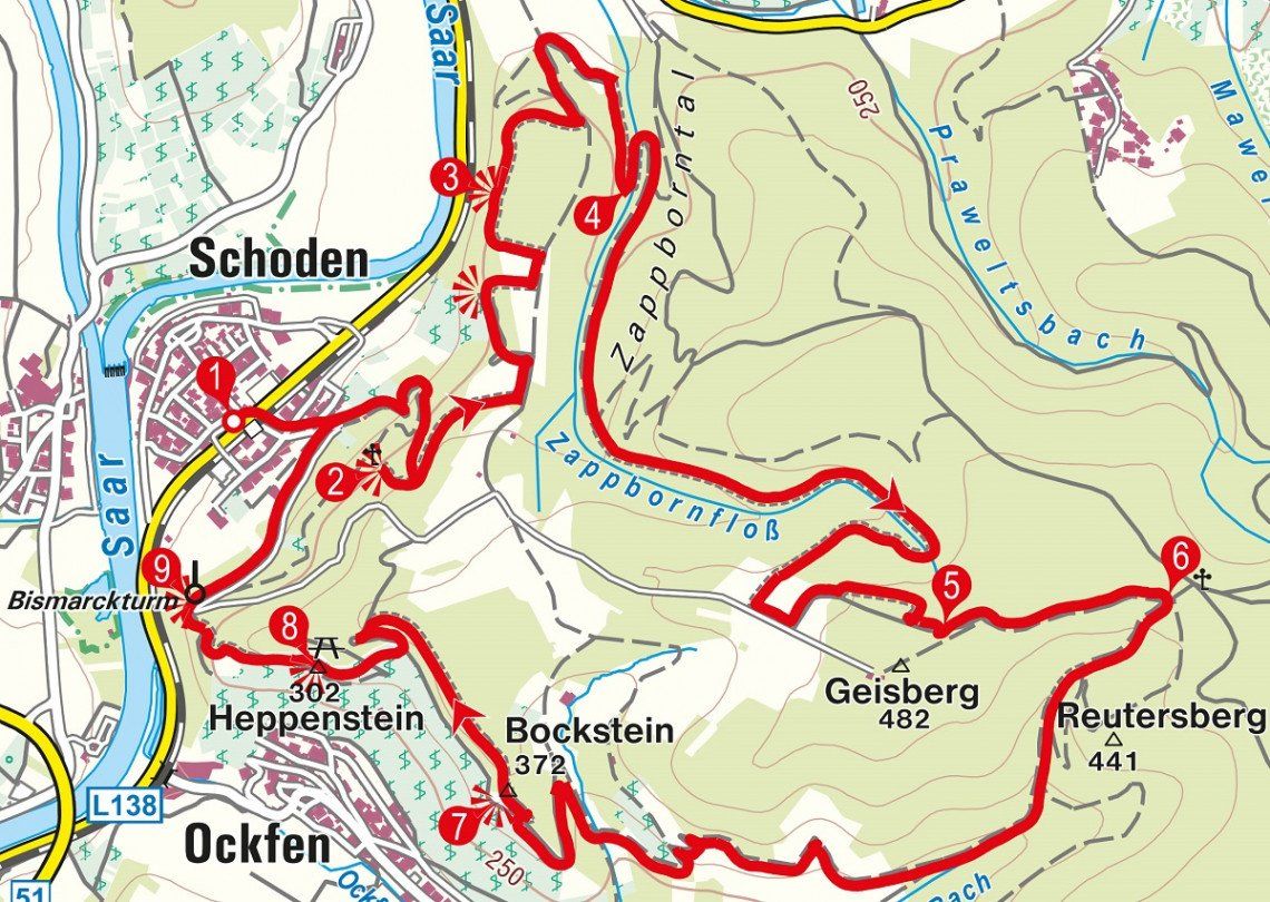 Karte der Rundwanderung ab Schoden