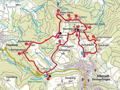 Karte der Rundwanderung auf dem Zollernburg-Panorama-Weg