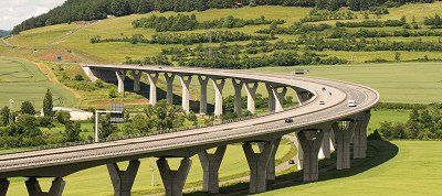 View of Autobahn in Germany mit crs and caravan trailer