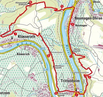 Karte der Rundwanderung ab Trittenheim
