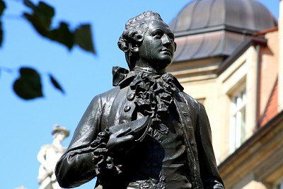 Goethe Denkmal auf dem Naschmarkt in Leipzig