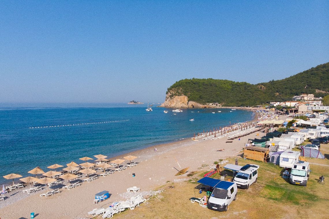 Campsite Buljarica by the sea in Montenegro