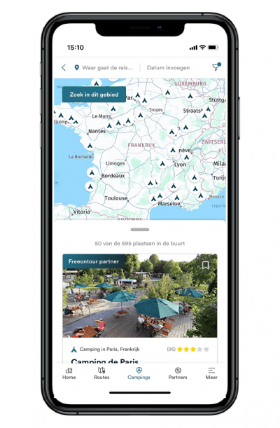 Screenshot Freeontour campinggids app