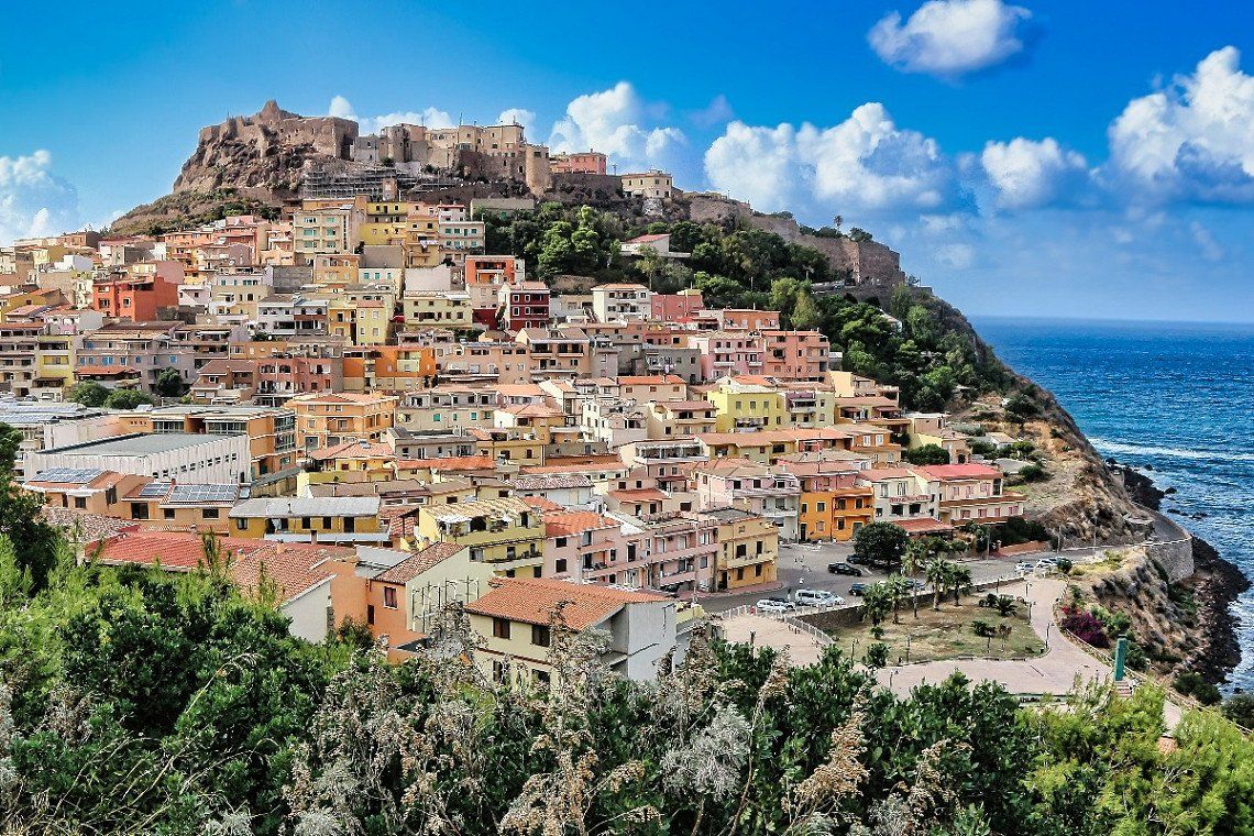View of Castelsardo and the fortress on the mountain