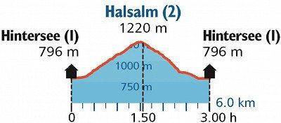 Höhenprofil der Winterwanderung zur Halsalm 