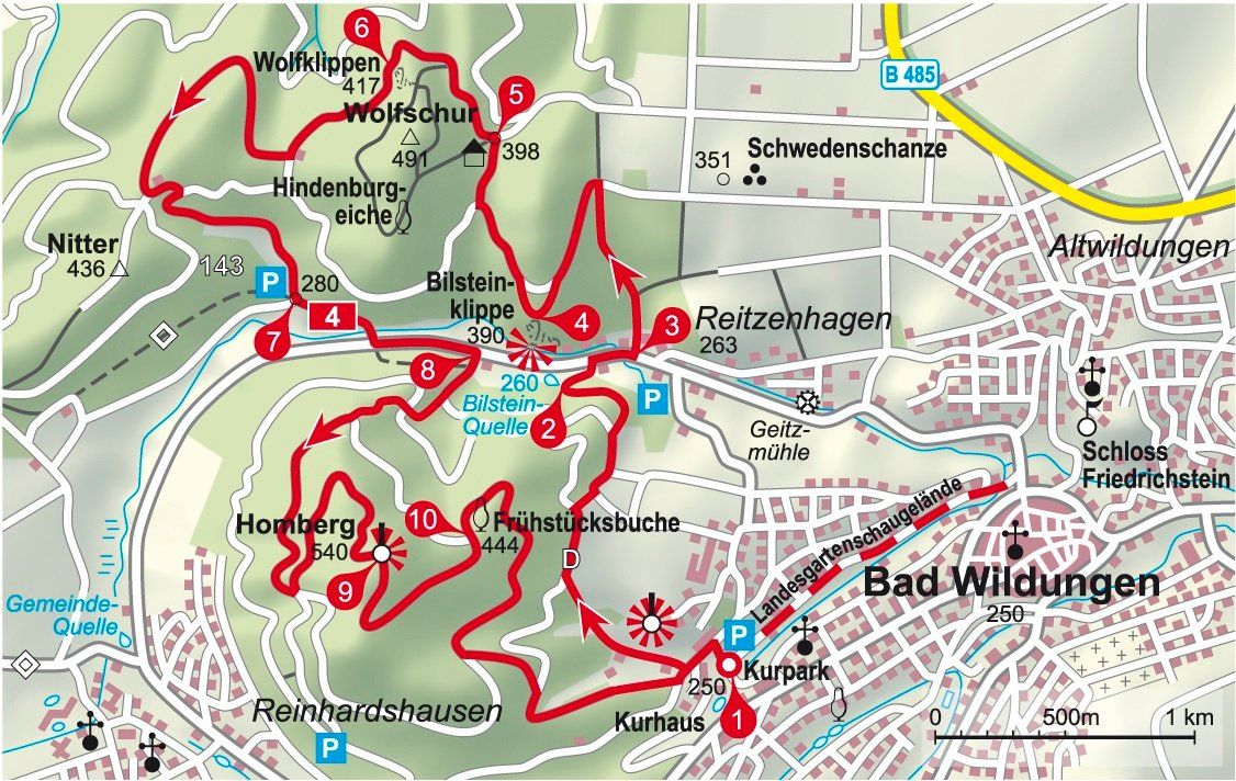 Karte Rundwanderung bei Bad Wildungen