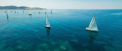 Sailing boats on the sea near Bar in Montenegro