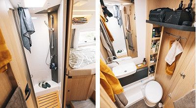 Collage Raumbad im Sunlight Wohnmobil UNLTD T7433S