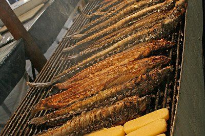 Gegrilde paling op het palingfestival in Comacchio
