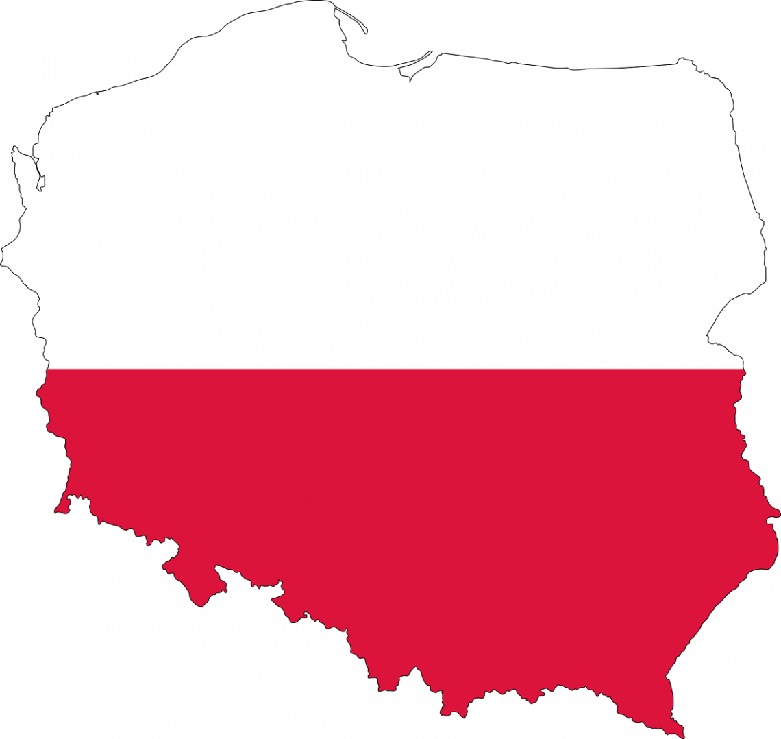 Grafik Landkarte Polen in Flagge eingefaerbt