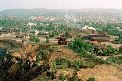 View of the site of the former mine in Falun