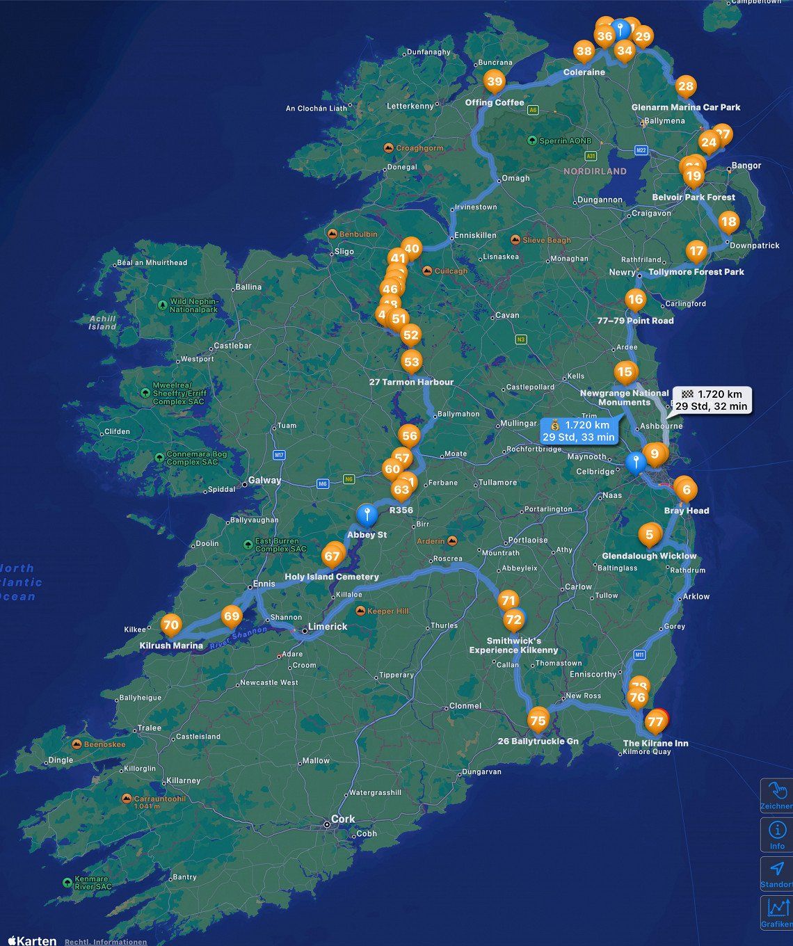 Ierland in vele facetten: oostkust, het noorden en Shannon van bron tot monding