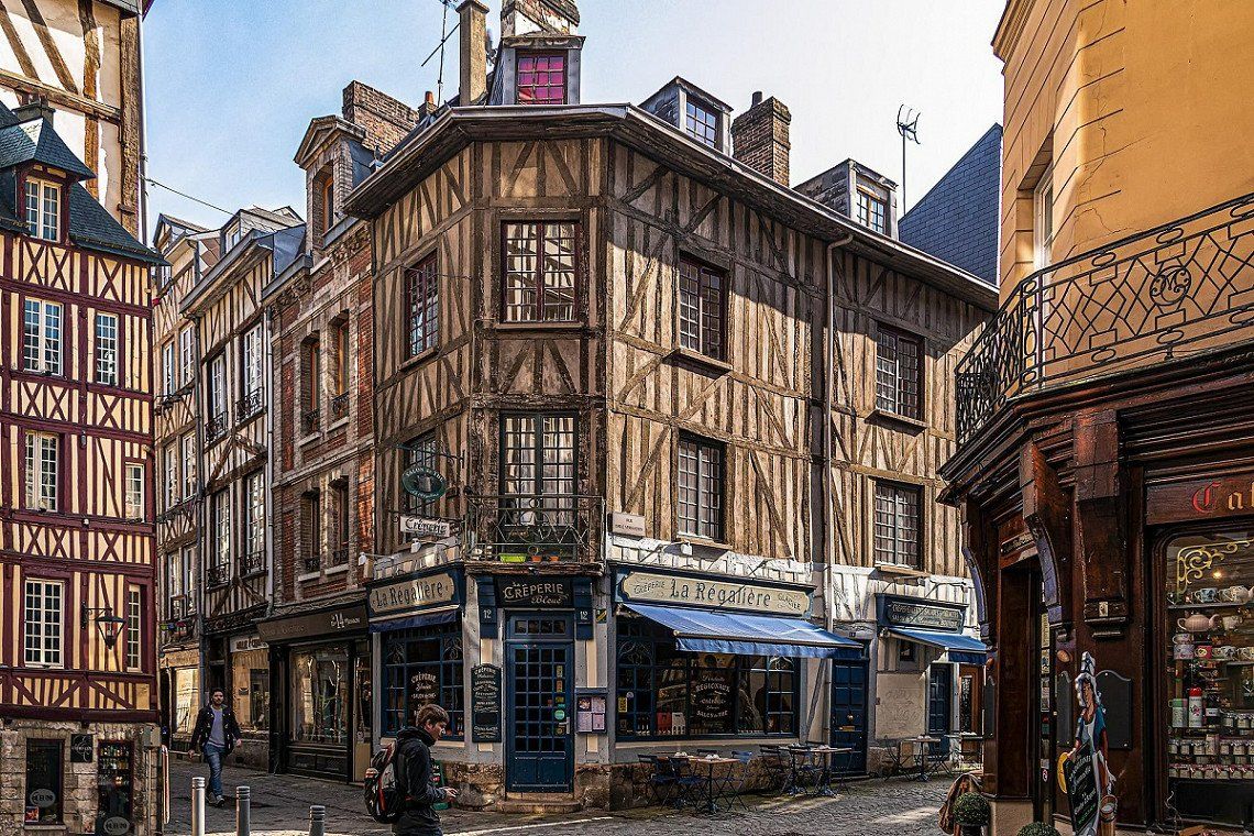 Vakwerkhuizen in het oude centrum van Rouen