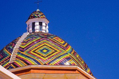 The Church of San Michele with its colourful dome in Alghero