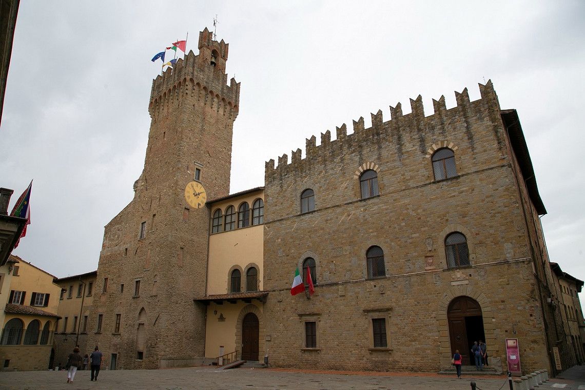 Exterior facade of the Palazzo dei Priori in Arezzo