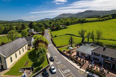 Aerial view of markings for no-parking and no-waiting zones in Ardpatrick