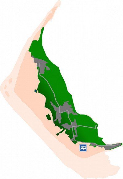 grafische Darstellung der Insel Amrum mit Campingplatz-Icon