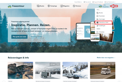 Webscreen Freeontour profielgebied
