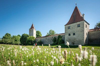 Medieval city wall of Berching from the outside