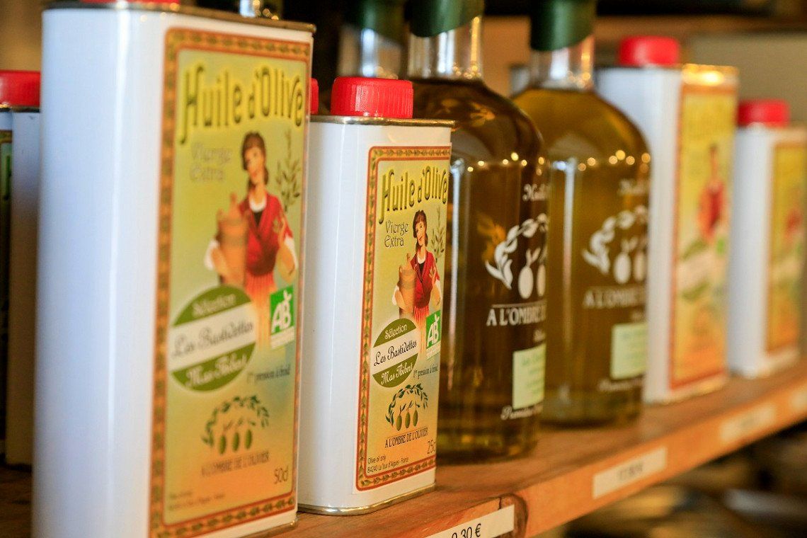 Various bottles of olive oil from La Tour-d'Aigues