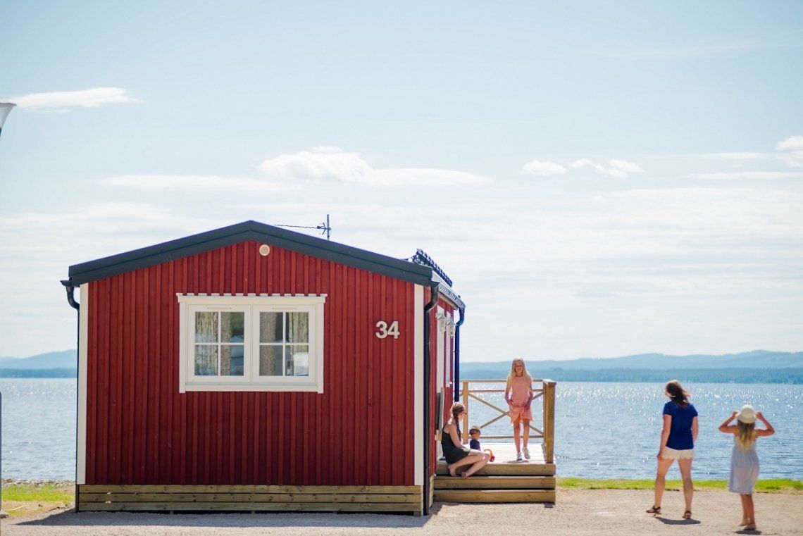 Cabin at the lake at Orsa Camping, Sweden