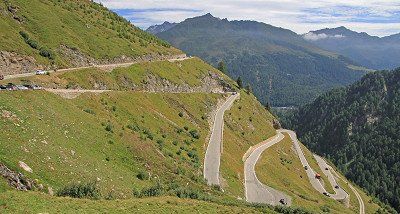 Timmelsjoch High Alpine Road seen from above during summertime