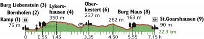 Höhenprofil Wanderung Taunus Burgen